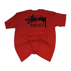Stussy T-shirt Mens XXL HONOLULU Red Graphic Paris BNOT 2sided Streetwear Casual
